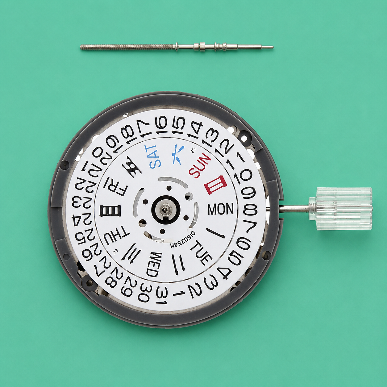 Movimiento Automático NH36 / NH36A con Día (Inglés y Kanji) y Fecha a las 3 – Disco de Fecha Blanco – Compatible con Seiko SII